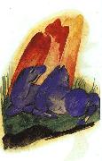Franz Marc Two Blue Horses in front of a Red Rock china oil painting artist
